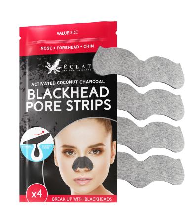 Nose Pore Strips - Nose Blackhead Remover Strips Activated Charcoal Nose Strips - Deep Cleansing Blackhead Remover & Pore Remover Soothing Nose Pore Strips Blackheads 4 Pcs Nose Strips