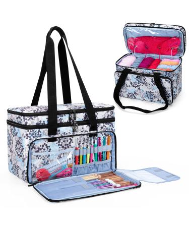 CURMIO Double-Layer Knitting Tote Bag, Yarn Storage Bag with Compartments for Crochet Hooks, Knitting Needles (Up to 14 Inches), Knitting Project and Accessories, Dandelion (Bag Only, Patented Design) - Buy Online on GoSupps.com