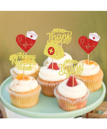 Ercadio 24Pcs Nurse Cupcake Toppers Happy Nurse Week Nursing School Graduation Cupcake Picks Thank You for Medical Nurse Themed Birthday Party Cake Decorations Supplies Red Nurse Week - Buy Online on GoSupps.com