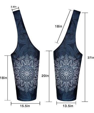 Fashion Printed Yoga Mat Bag with Large Side Pocket - Mandala Black | Fits Most Size Mats | Zipper Pocket Long Tote Yoga Bag - 37 x 15.5 - Buy Online on GoSupps.com
