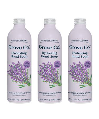 Grove Co. Hydrating Gel Hand Soap Refills (3 x 13 Fl Oz) Plastic-Free Liquid Hands Cleaner Refill Set Leaves Hands Soft and Clean 100% Natural Lavender Blossom & Thyme Fragrance Lavender & Thyme 13 Fl Oz (Pack of 3)