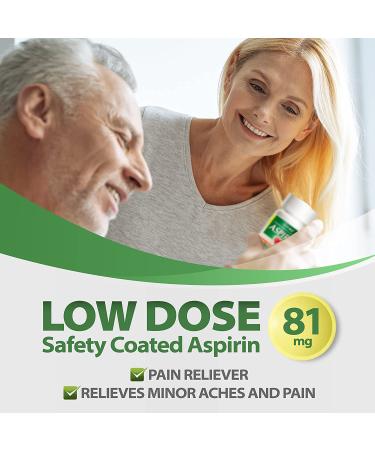 HealthA2Z Aspirin 81mg (300 Tablets) - Low Strength Enteric Coated - Buy Online on GoSupps.com