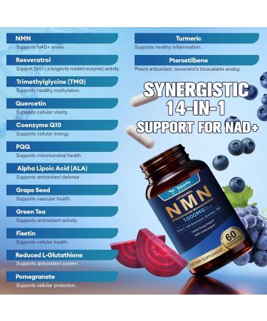 Totaria Liposomal NMN Supplement 1000mg 14-in-1 NMN Resveratrol Capsules with CoQ10 TMG Quercetin ALA PQQ Support NAD Levels Cellular Energy & Healthy Aging 60 Capsules cGMP Filler Free - Buy Online on GoSupps.com