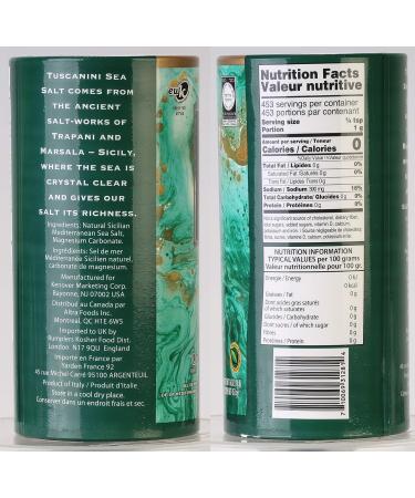 Tuscanini Premium Italian Fine Sea Salt 16oz Tube - Authentic Mediterranean Sea Salt from Sicily, Italy - Buy Online on GoSupps.com