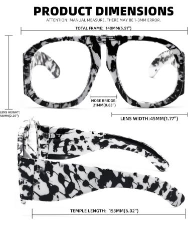 FEISEDY Oversized Blue Light Blocking Glasses for Men & Women - Big Plastic Aviator Frame Clear Lens B2371 Black Leopard - Ideal for Computer Use - Buy Online on GoSupps.com