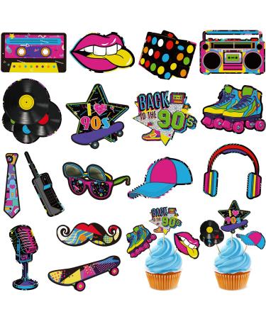 32 Pieces Cupcake Topper Theme Birthday Party Decorations for Adults Party Decorations Totally Party Supplies DIY Dessert Cupcake Toppers Supplies Roller Skate Cake Topper (90s Style)