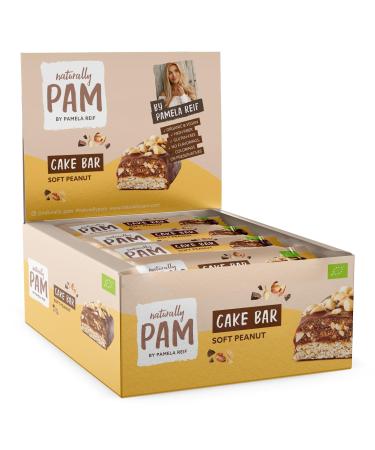 Naturally Pam Cake Bar - Bio & vegan oat bar gluten -free and without cane sugar - of course delicious muesli bar snack from Pamela Reif - Soft Peanut 12x44g - Buy Online on GoSupps.com