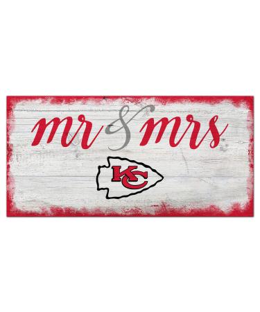 Fan Creations NFL Kansas City Chiefs Unisex Kansas City Chiefs Script Mr & Mrs Sign, Team Color, 6 x 12