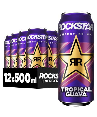 Rockstar Energy Drink Tropical Guava - Kaffein -containing soft drink for the energy kick disposable (12 x 500ml) (packaging design may deviate)