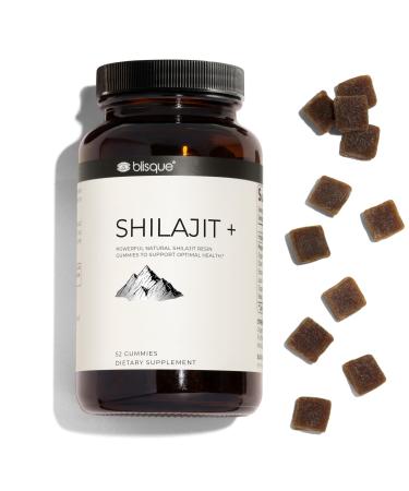 Blisque Pure Himalayan Organic Shilajit Resin Gummies Supplement | Contains Fulvic Acid and Trace Minerals | Authentic and Natural | 52 Gummies