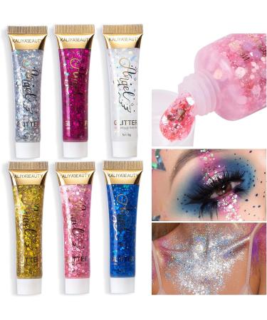 Beteligir 6pcs Face Body Glitter Set - Music Festival Rave Accessories - Sparkling Gel for Face, Eyes, and Hair - Buy Online on GoSupps.com