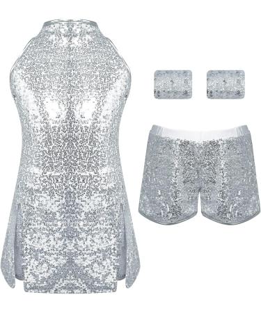 Happy Cherry Girls Sequin Sparkle Hip Hop Dance Outfit - Silver, 6-7 Years - Buy Online on GoSupps.com