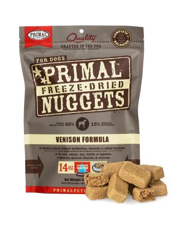 Primal Freeze Dried Dog Food Nuggets Venison Formula, Crafted in The USA Grain Free Raw Dog Food 14 Ounce (Pack of 1)