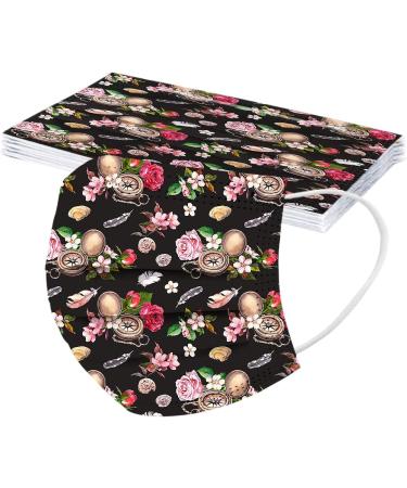 10PC Disposable Face_Masks Flower Print 3 Ply Breathable Face_Cover Flower Women Fashion Face Covering Protections Multicolor-3 As shown - Buy Online on GoSupps.com