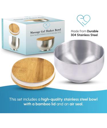 Nuru Massage Gel Shaker Bowl - 500ml Stainless Steel with Bamboo Lid & Air Seal | Easy to Clean | Perfect for Nuru Massage - Buy Online on GoSupps.com