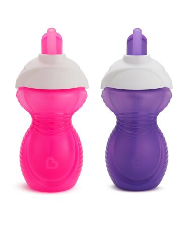 Munchkin Click Lock Flip Straw Toddler Cup 9 Ounce 2 Pack Pink/Purple