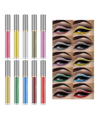 Shimmer Glitter Eyeshadow Quick Dry Colourful Pearl Liquid Eyeliner for Eye Beauty - Coloured Liquid Eyeliner Makeup Multifunctional Sparkling & Shimmer Eyes Makeup for Women Girls