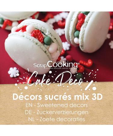 ScrapCooking 7532 - Christmas Sweet Decorations 42 g - Flakes Red Green & White Beads Barley Sugars - Edible Pastry Sprink - Buy Online on GoSupps.com