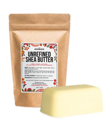 Raw Shea Butter | African, Unrefined, 100% Pure | Skin Moisturizer | For Face, Body, Hair, and for Soap Making Base and DIY Whipped Lotion, Oil and Lip Balm | 1 LB block by Better Shea Butter Bar 1 Pound (Pack of 1)