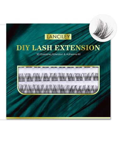Lanciley Cluster Lashes with Glue 50Pcs False Eyelashes Individual Lashes Clusters DIY Lash Extension Kit Super Thin Band Reusable Soft & Comfortable 10/12/14/15/16mm - Butterfly Style Black 1 50 clusters - butterfly