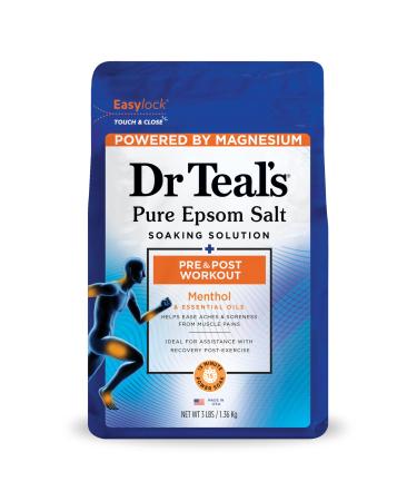 Sel d'Epsom pur Dr Teal's - Solution de trempage pour avant et apr s une s ance d'entra nement - Avec sulfate de magn sium et menthol - 1 36 kg