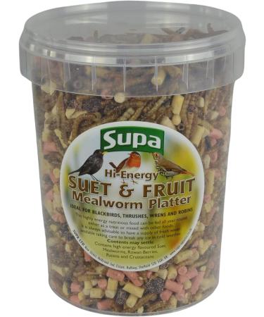 Supa Dried Mealworms Hi-Energy Suet Pellets & Fruit Mix - 1L Bucket | Protein-Rich Garden Bird Treat | Attract More Birds with Quality Wild Bird Food - Buy Online on GoSupps.com