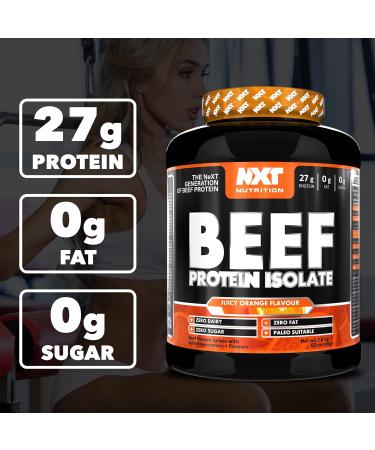 NXT Nutrition Beef Protein Isolate Powder - Protein Powder High in Natural Amino Acids - Paleo Keto Friendly - Dairy and Gluten Free - Muscle Recovery | 1.8kg (Orange) - Buy Online on GoSupps.com