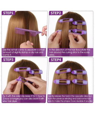 56 Pieces Sponge Curlers - No Heat Foam Hair Rollers for All Hair Lengths - Soft 15mm Curlers with Pintail Comb - Purple - Buy Online on GoSupps.com