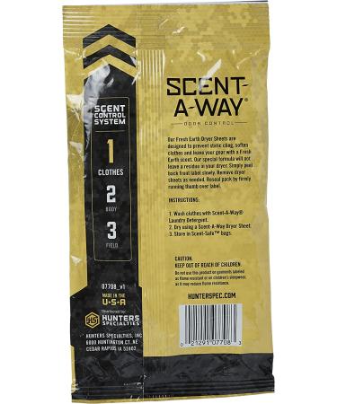 Hunters Specialties Scent-A-Way Dryer Sheets Earth - Eliminate Odors for Hunting Success - Buy Online on GoSupps.com