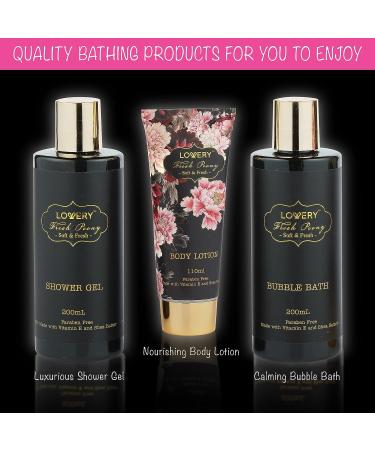 Peony Scented Home Spa Gift Basket for Him and Her | 8pc Bath & Body Set with Shower Gel, Lotion, Scrub, Soap, and more | Father's Day Gift Idea - Buy Online on GoSupps.com