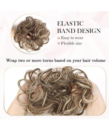 Vlasy Messy Bun Hair Piece F12/613# 60g - Curly Wavy Hair Scrunchies Extension for Women - Synthetic Chignons Accessories - Updo for Girls - Buy Online on GoSupps.com