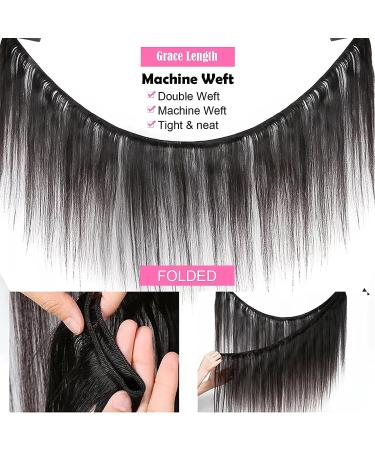 Brazilian Straight Human Hair Bundles - 10A Remy 3 Bundles 12/14/16 Inch Virgin Hair Extensions - Grace Length Mink Weave Bundles - Buy Online on GoSupps.com