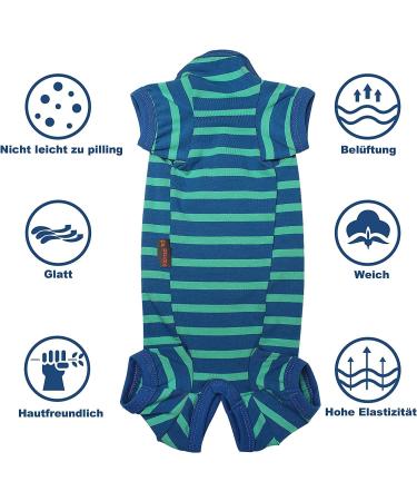 Shop Soft Cotton Dog Pajamas | Cute 4-Legged Jumpsuit for Summer | Blue-Green XS for Male & Female Dogs - Buy Online on GoSupps.com