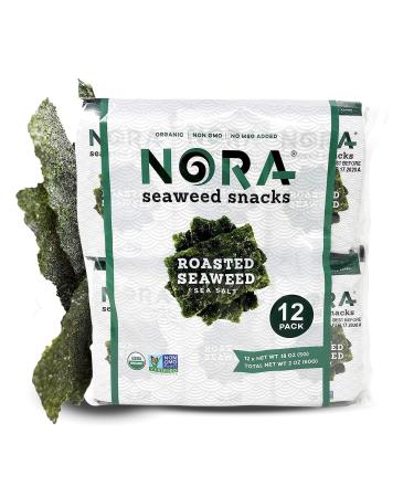 Seaweed Snacks - Seaweed Sheets - Dairy Free Snacks - Vegan Seaweed Snacks Organic - Seaweed Chips - Organic Seaweed Snack - Nori Seaweed Thins - NORA Seaweed Snacks - Roasted Seaweed Salt - 12 Pack