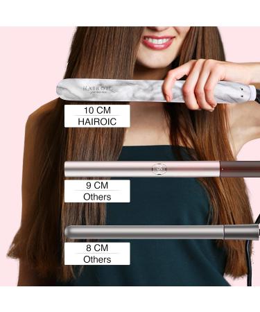 HAIROIC 1-Inch 2-in-1 Ceramic Straightener & Curler - Auto Shut Off Dual Voltage Travel Flat Iron Frizz Ease (White Marble - Buy Online on GoSupps.com