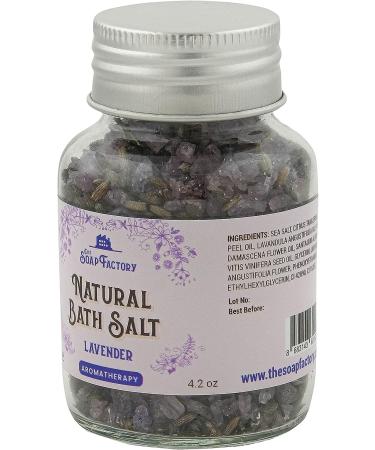 The Soap Factory Lavender Bath Salt 4.23 oz Glass Jar - Mineral-Rich Scrub with Essential Oils for Luxury Detox & Aromatherapy - Private Spa at Home - Buy Online on GoSupps.com