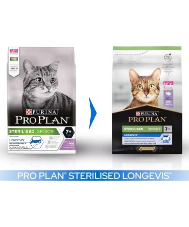 PRO PLAN Senior 7+ STERILISED LONGEVIS Rich in Turkey Dry Cat Food 3kg For Neutered Cats Sterilised 7+ years Turkey 3 kg (Pack of 1) - Buy Online on GoSupps.com