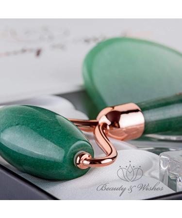 Luxury Jade Roller & Gua Sha Set - Grade A Aventurine Facial Massager for Anti-Aging & Wrinkles - Beauty & Wishes - Buy Online on GoSupps.com