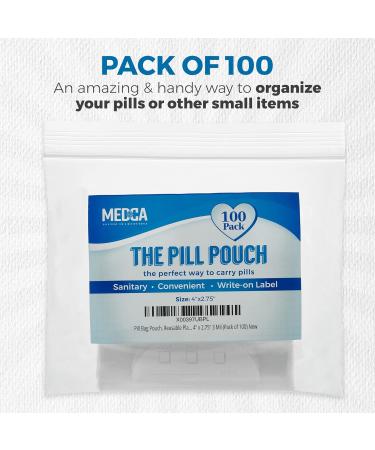 Buy Pill Pouch Bags - Pack of 100 | 4x2.75 | BPA-Free Disposable Zipper Bags for Daily AM PM Medicine Organization | Clear Reusable with Write-on Labels - Buy Online on GoSupps.com