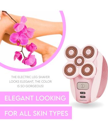 Meeteasy Electric Leg Shaver for Women - Rechargeable Painless Lady Razor for Legs, Face, Body - Cordless Bikini Trimmer in Pink - Buy Online on GoSupps.com