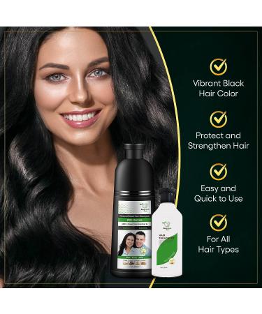 BIOGREEN ROOTS 400ml Natural Black Hair Color Shampoo & Hair Treatment - Covers Gray Hair in 10 Minutes - Hair Coloring Shampoo for Women & Men - 13.53 Fl Oz - Buy Online on GoSupps.com