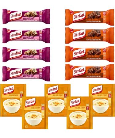 Slimfast Meal Replacement for Weight Loss Bundle with 1 x Slimfast Porridge Golden Syrup 1 x Slim Fast Very Berry Meal Bars and 1x SlimFast Choc Orange Bars - Buy Online on GoSupps.com