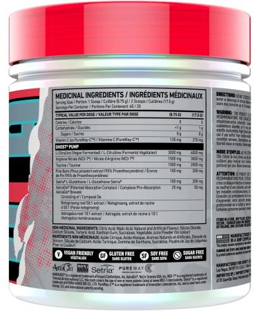 GHOST Pump Nitric Oxide Powder - 40 Servings - Sugar-Free & Stim-Free Pre-Workout Supplements - L-Citrulline Arginine Nitrate & L-Glutathione - Soy & Gluten-Free Vegan (Sour Watermelon) - Buy Online on GoSupps.com