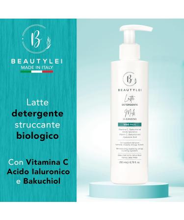 BEAUTYLEI Organic Facial Cleansing Milk Vitamin C Hyaluronic Acid Bakuchiol Oats Makeup Remover Moisturizing AntiAging Nourishing Purifying Anti Acne Pimples All skin types MADE IN ITALY - Buy Online on GoSupps.com