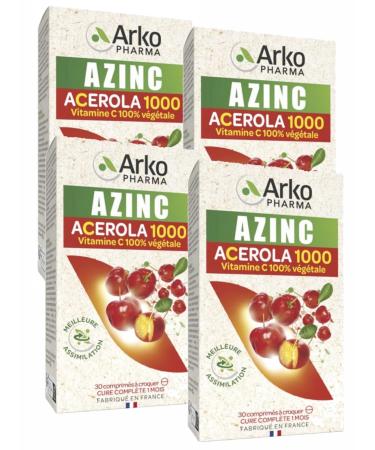 Arkopharma Azinc Ac rola 1000 - Vitamine C 100% V g tale - Lot de 4 Boites de 30 Comprim s (4)