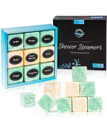 Aromatherapy Shower Steamers Self-Care Gift Set of 9-Stress Relief Shower Bombs with Essential Oils for Home Spa  Vapor Shower- Gifts for Women  Moms or Birthday Gifts for Women and Men