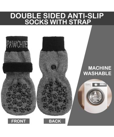 Pawchie Anti-Slip Dog Socks for Hardwood Floors - Non-Skid Knit Paw Protector - Grey Large (4 Pack) - Buy Online on GoSupps.com