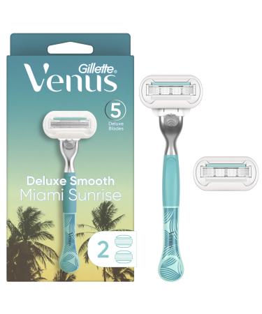 Gillette Venus Miami Sunrise Deluxe Smooth Sensitive 1 Women's Razor 2 Refills