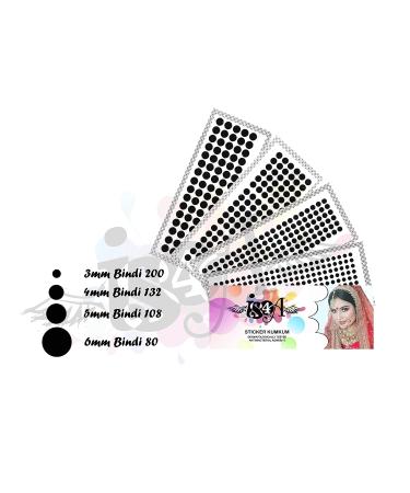 Indian Velvet Dot Bindi Tattoo Stickers - Multi Colored Adhesive Body Jewelry - Daily Use Forehead Bindis (Black) - Buy Online on GoSupps.com
