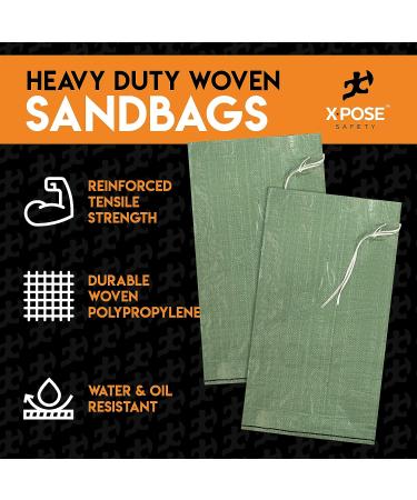 Green Empty Sand Bags with Ties 14 x 26 Bundle of 10 - Heavy Duty Woven Polypropylene for Floods, Photography, and More - Buy Online on GoSupps.com